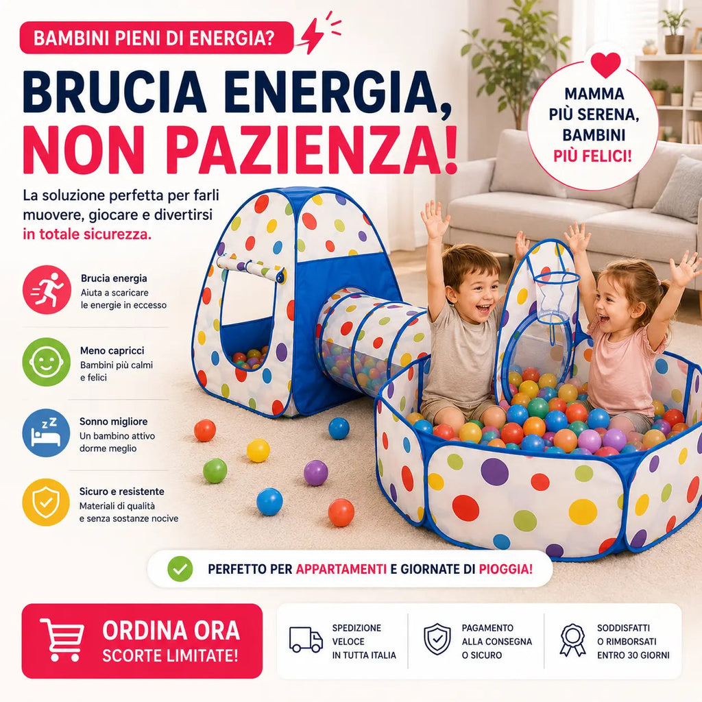 Tenda da gioco per bambini con tunnel - miraviglianegozio