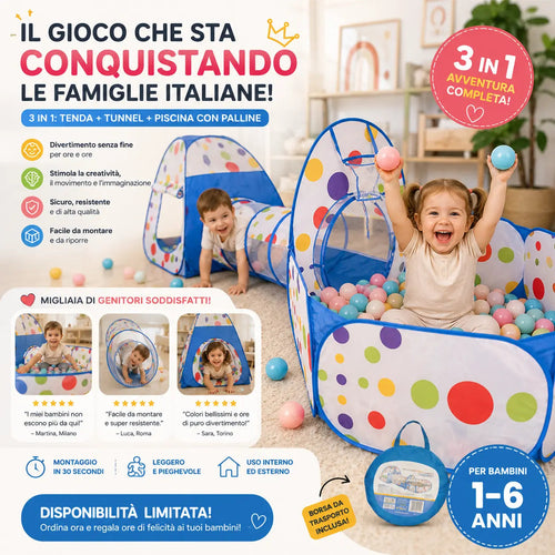 Tenda da gioco per bambini con tunnel - miraviglianegozio